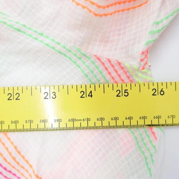 Lane Bryant Peasant Blouse Women's 26/28 Neon Stripes Keyhole Neck Raglan Sleeve - Picture 4 of 7